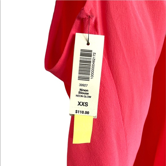 XXS•NWT•ARITZIA•WILFRED•100% SILK NEON GLOW FLOWY BLOUSE• - Picture 2 of 7